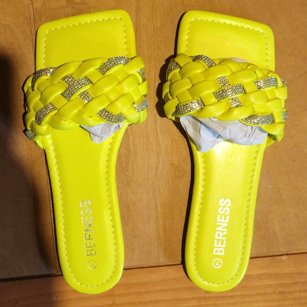 Cute neon lime green sandals brand new